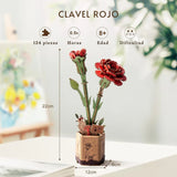 Rowood Wooden Bloom Craft - Miniatura Armable Flor Red Carnation (Clavel Rojo)