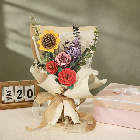 Rowood Wooden Bloom Craft - Miniatura Armable Flower Bouquet (Ramo de Flores)