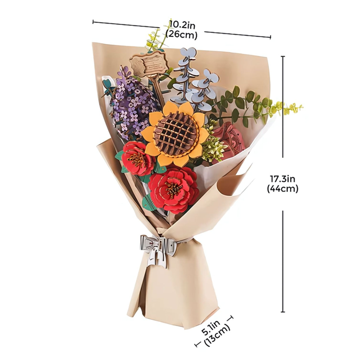 Rowood Wooden Bloom Craft - Miniatura Armable Flower Bouquet (Ramo de Flores)