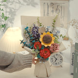 Rowood Wooden Bloom Craft - Miniatura Armable Flower Bouquet (Ramo de Flores)