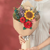 Rowood Wooden Bloom Craft - Miniatura Armable Flower Bouquet (Ramo de Flores)