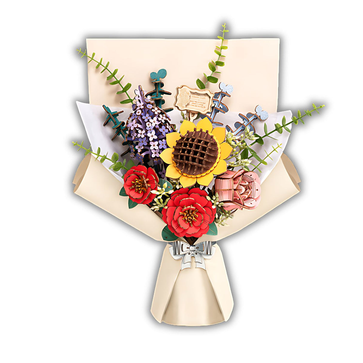 Rowood Wooden Bloom Craft - Miniatura Armable Flower Bouquet (Ramo de Flores)