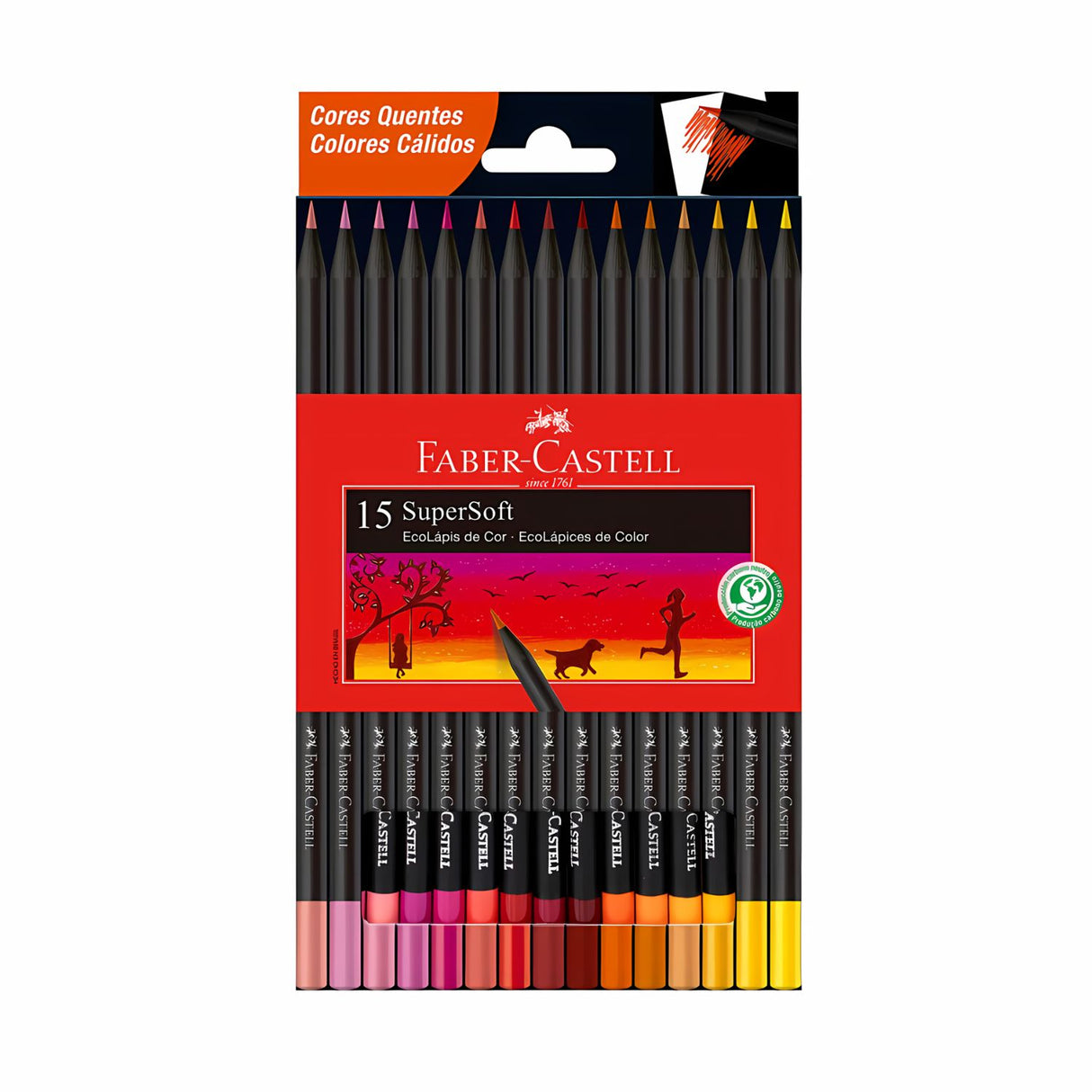 Faber Castell SuperSoft - Set 15 Lápices de Colores Colores Cálidos