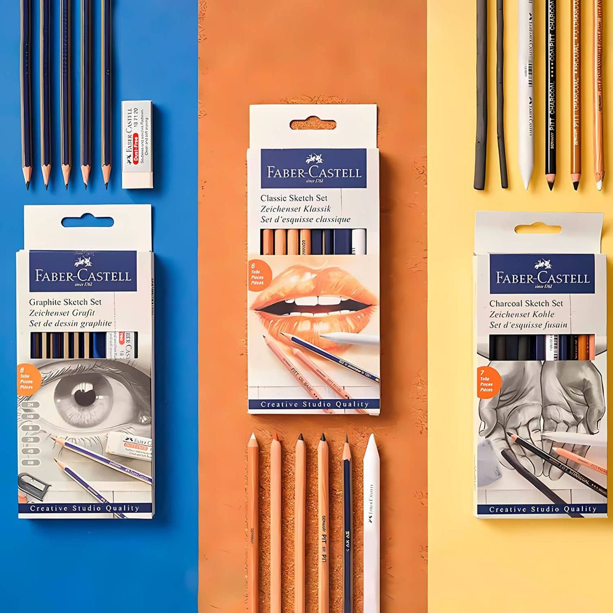 Faber-Castell - Kit Dibujo Graphite Sketch Set Pastel, 8 Piezas