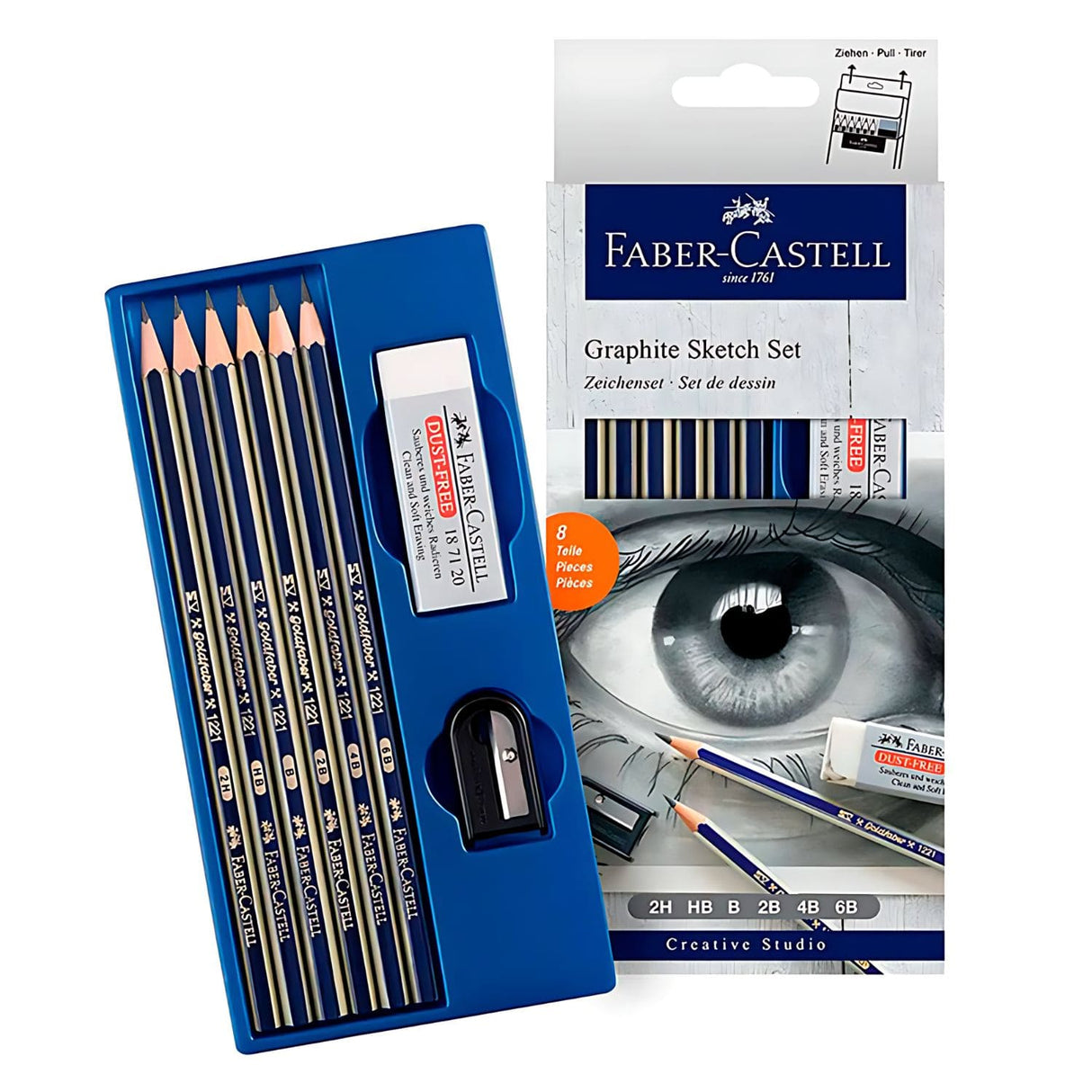 Faber-Castell - Kit Dibujo Graphite Sketch Set Pastel, 8 Piezas