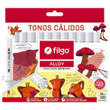 Filgo Alloy - Set 12 Marcadores al Alcohol Tonos Cálidos