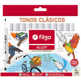 Filgo Alloy - Set 12 Marcadores al Alcohol Tonos Clásicos