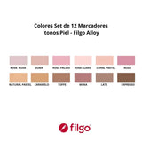 Filgo Alloy - Set 12 Marcadores al Alcohol Tonos Piel