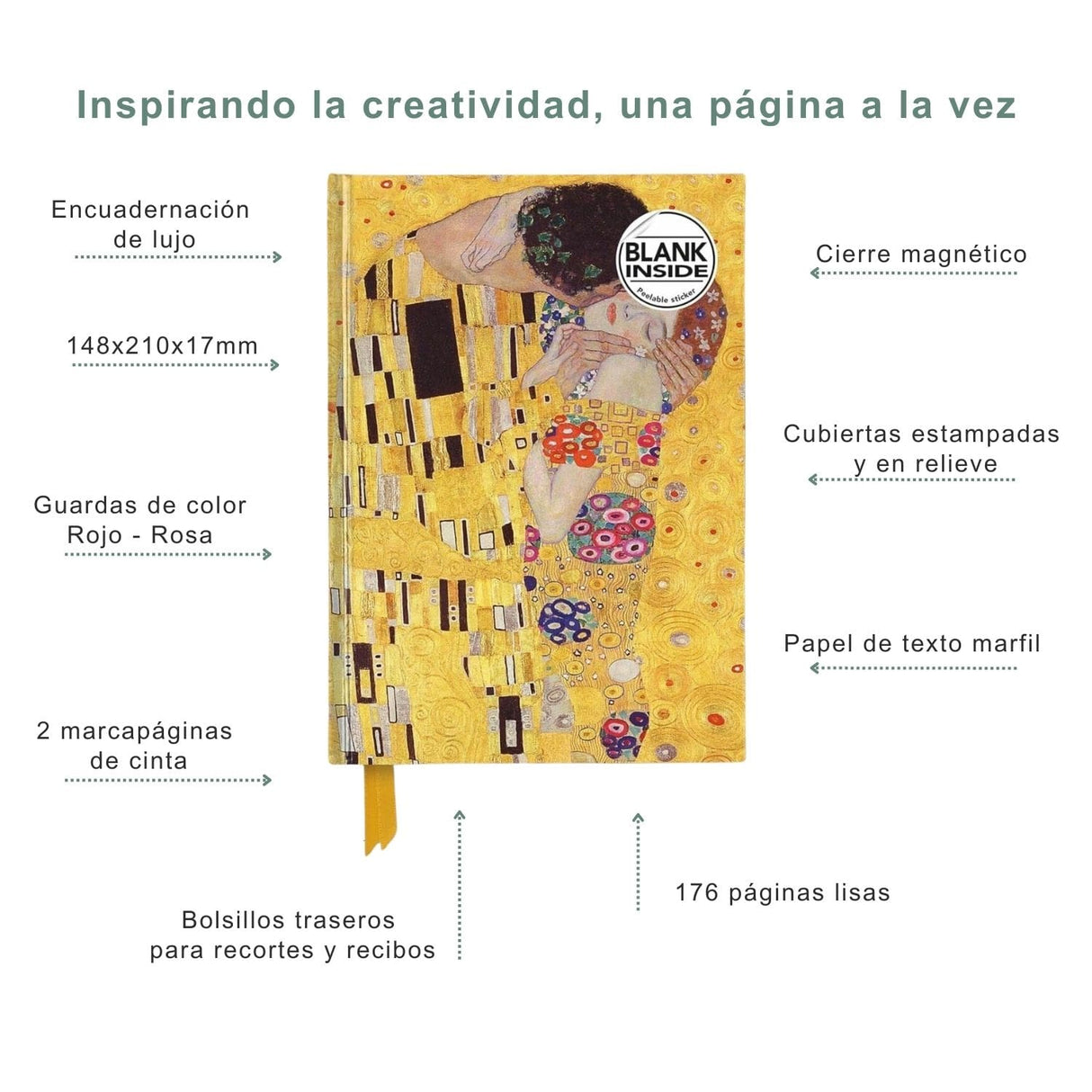 Flame Tree - Libreta Tapa Dura A5 Lisa Gustav Klimt: The Kiss