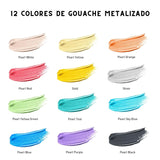 Himi - Set 12 Gouache Potes 12 g Colores Metálicos