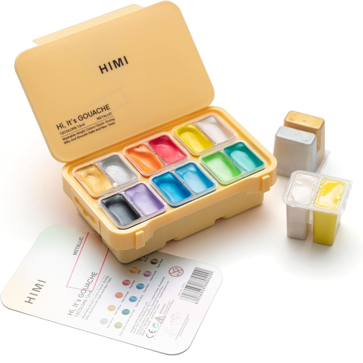 Himi - Set 12 Gouache Potes 12 g Colores Metálicos