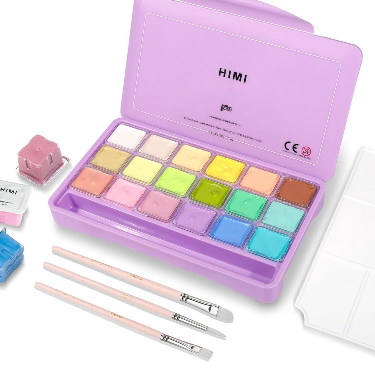 Himi - Set 18 Gouache Colores Pastel Potes 30 g