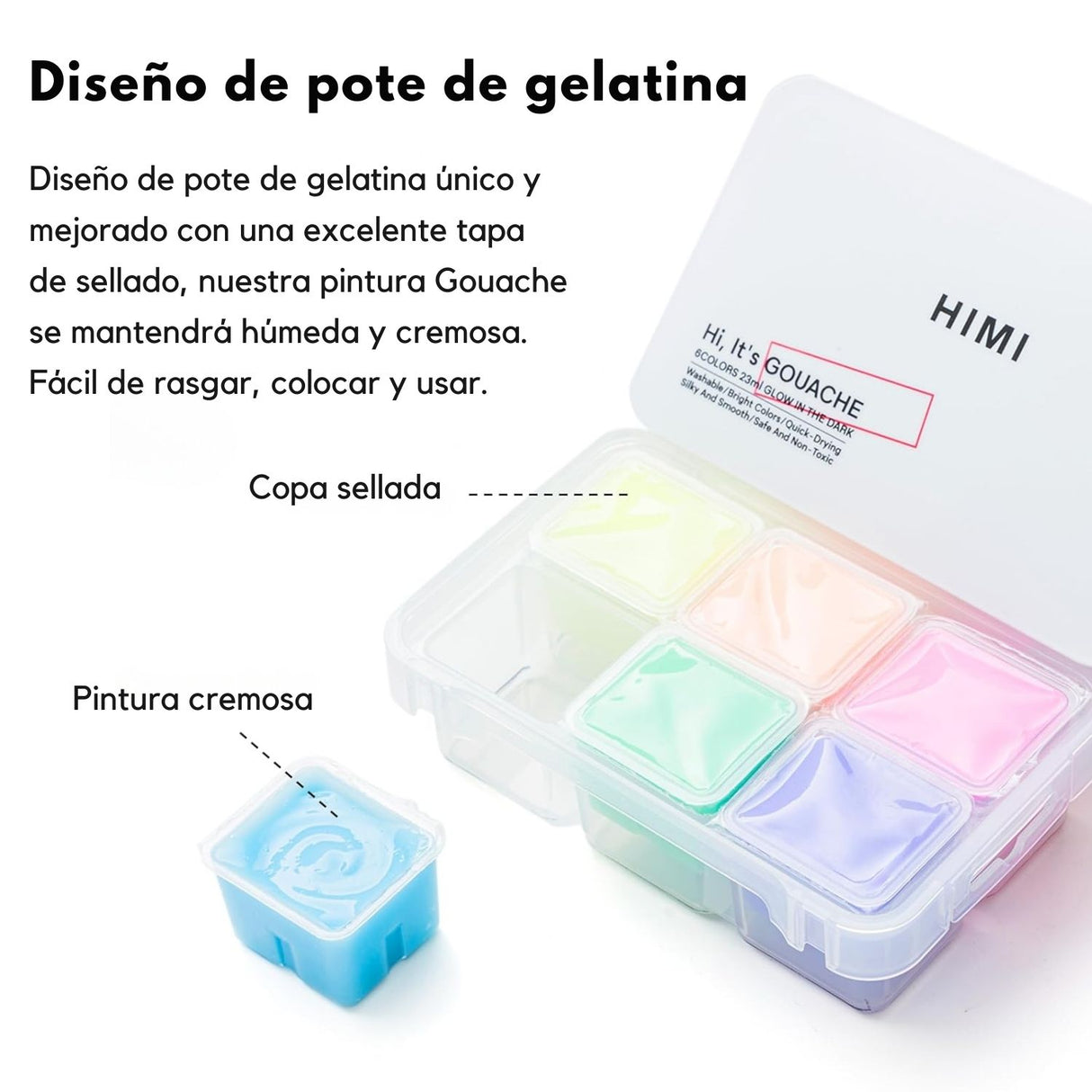 Himi - Set 6 Gouache Glow in the Dark Potes 23 ml