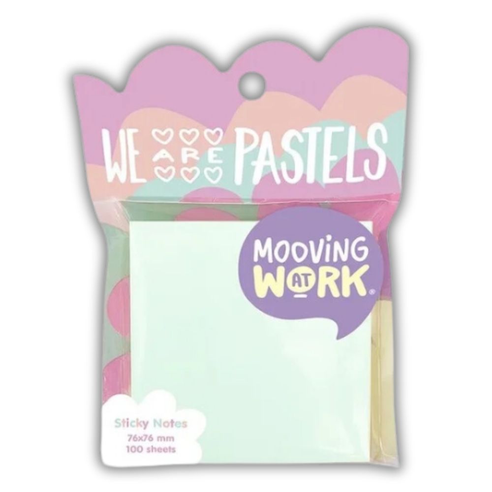 Mooving at Work - Pack 100 Notas Adhesivas Pastel 76 x 76 mm (Diseño Aleatorio)