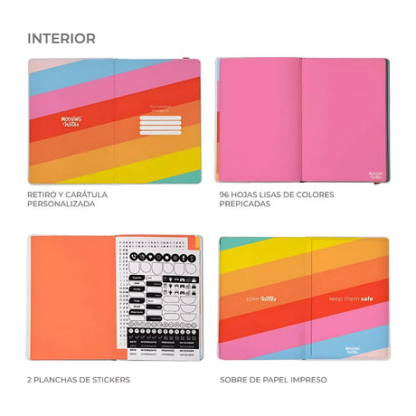 Mooving - Libreta Notes A5 Hojas de Colores Tapa Dura Rainbow