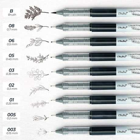 Ohuhu Kohala - Set 9 Tiralíneas Liquid Fineliner Pen