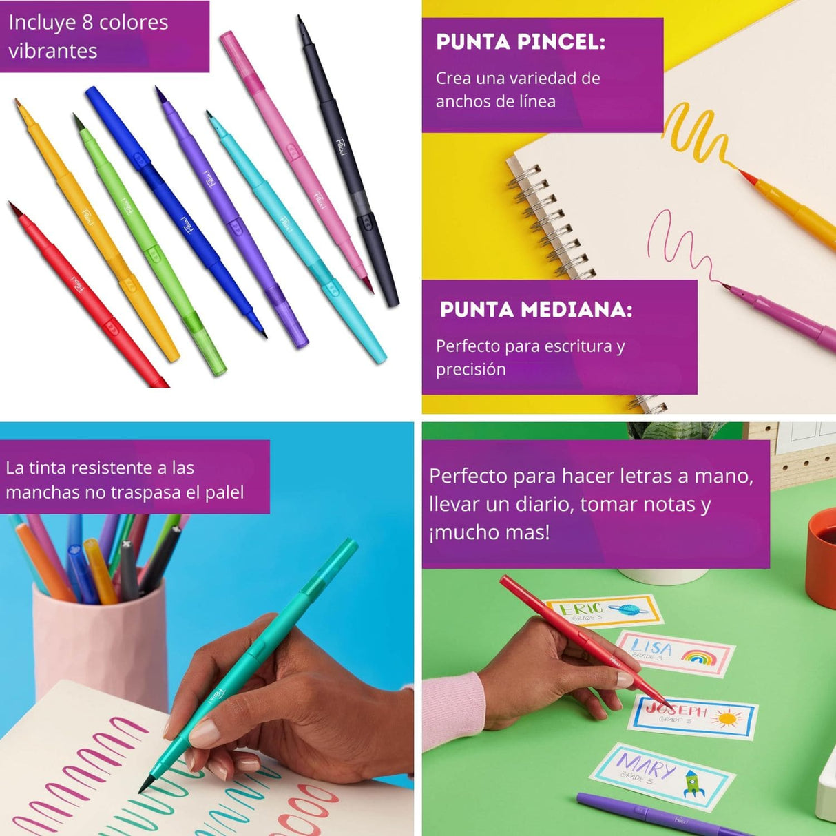 Paper Mate Flair - Set 8 Tiralíneas Doble Punta