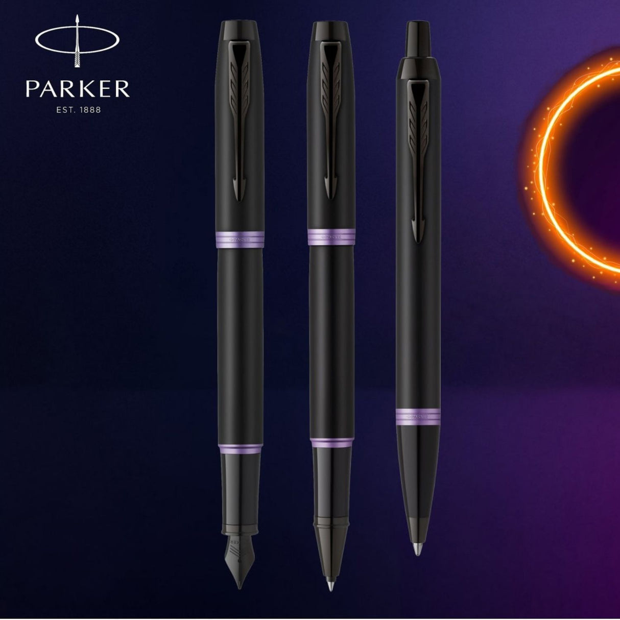 Parker - Boligrafo IM Vibrant Rings Punta Media Amethyst Purple