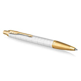 Parker Im Premium - Boligrafo Premium Pearl Lacquer, Gold Trim, Punta Media, Tinta Azul