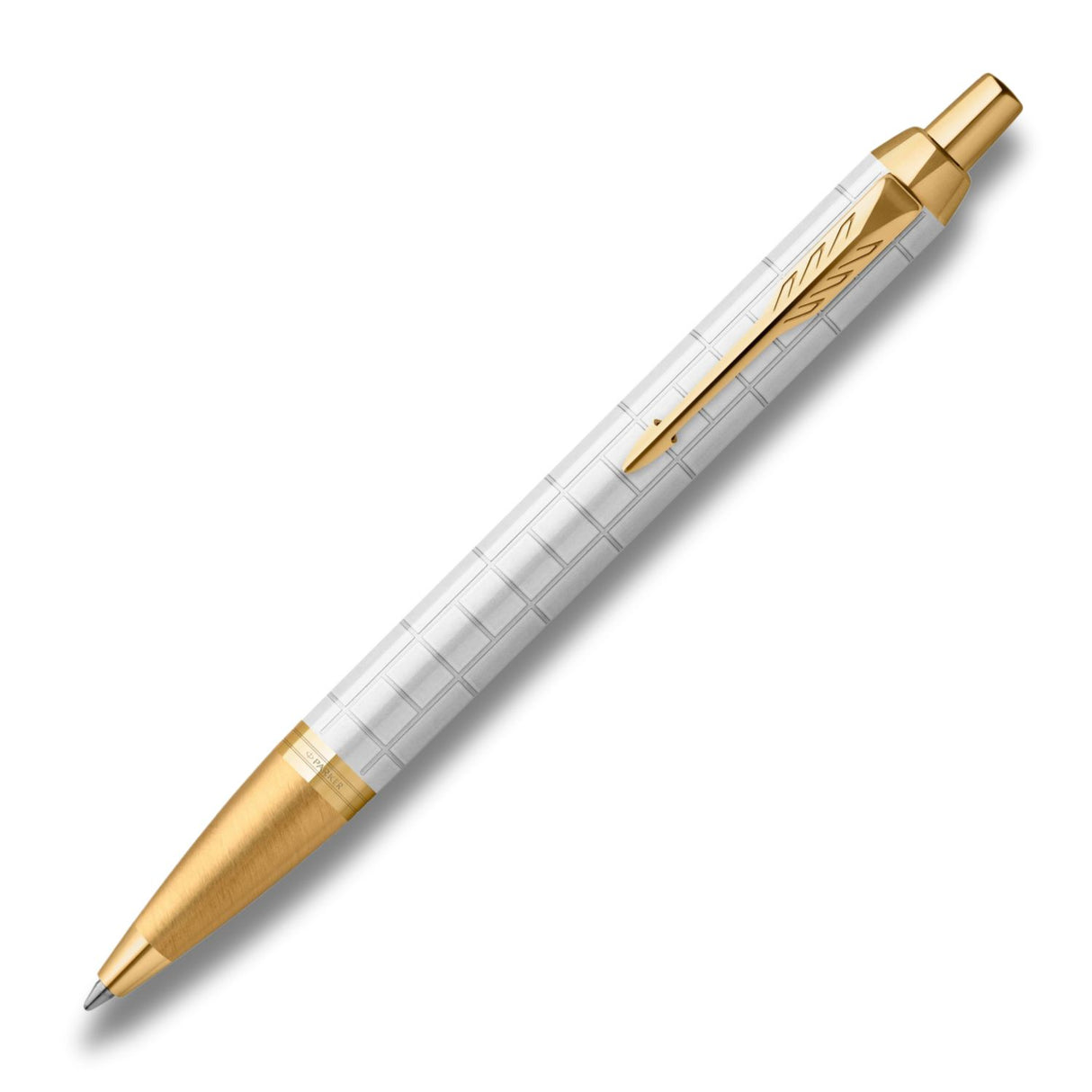 Parker Im Premium - Boligrafo Premium Pearl Lacquer, Gold Trim, Punta Media, Tinta Azul