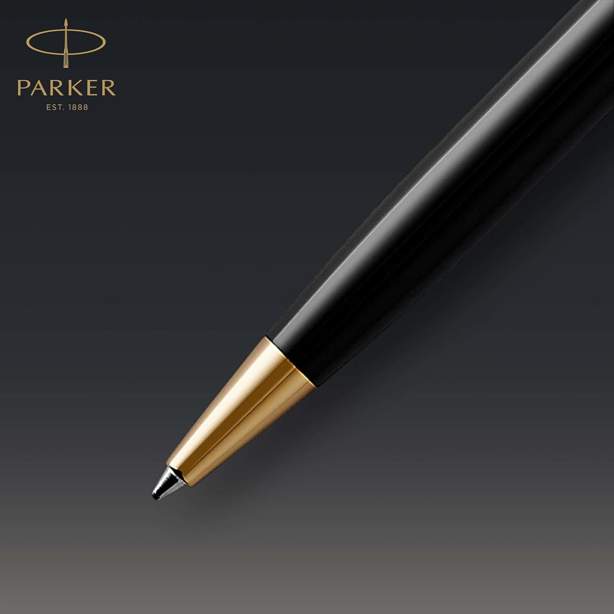 Parker Sonnet - Boligrafo Black Lacquer Gold Trim, Punta Media, Tinta Negra