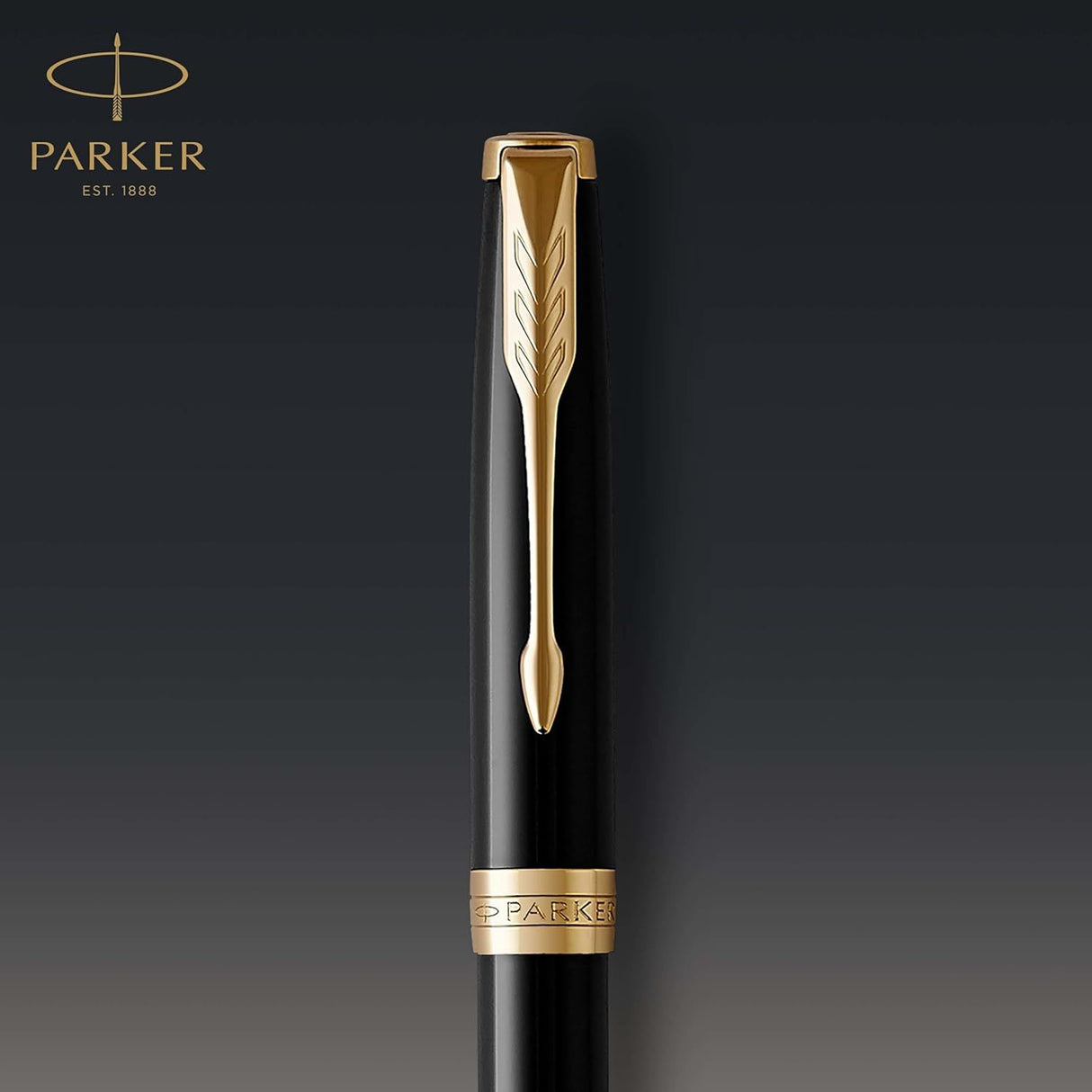 Parker Sonnet - Boligrafo Black Lacquer Gold Trim, Punta Media, Tinta Negra