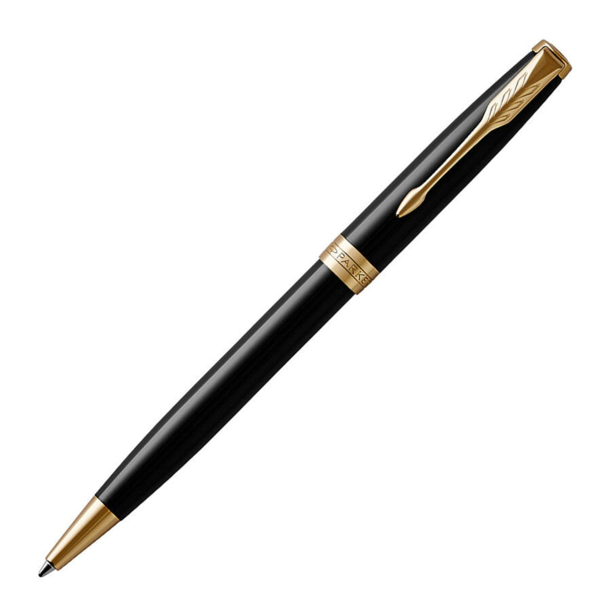 Parker Sonnet - Boligrafo Black Lacquer Gold Trim, Punta Media, Tinta Negra