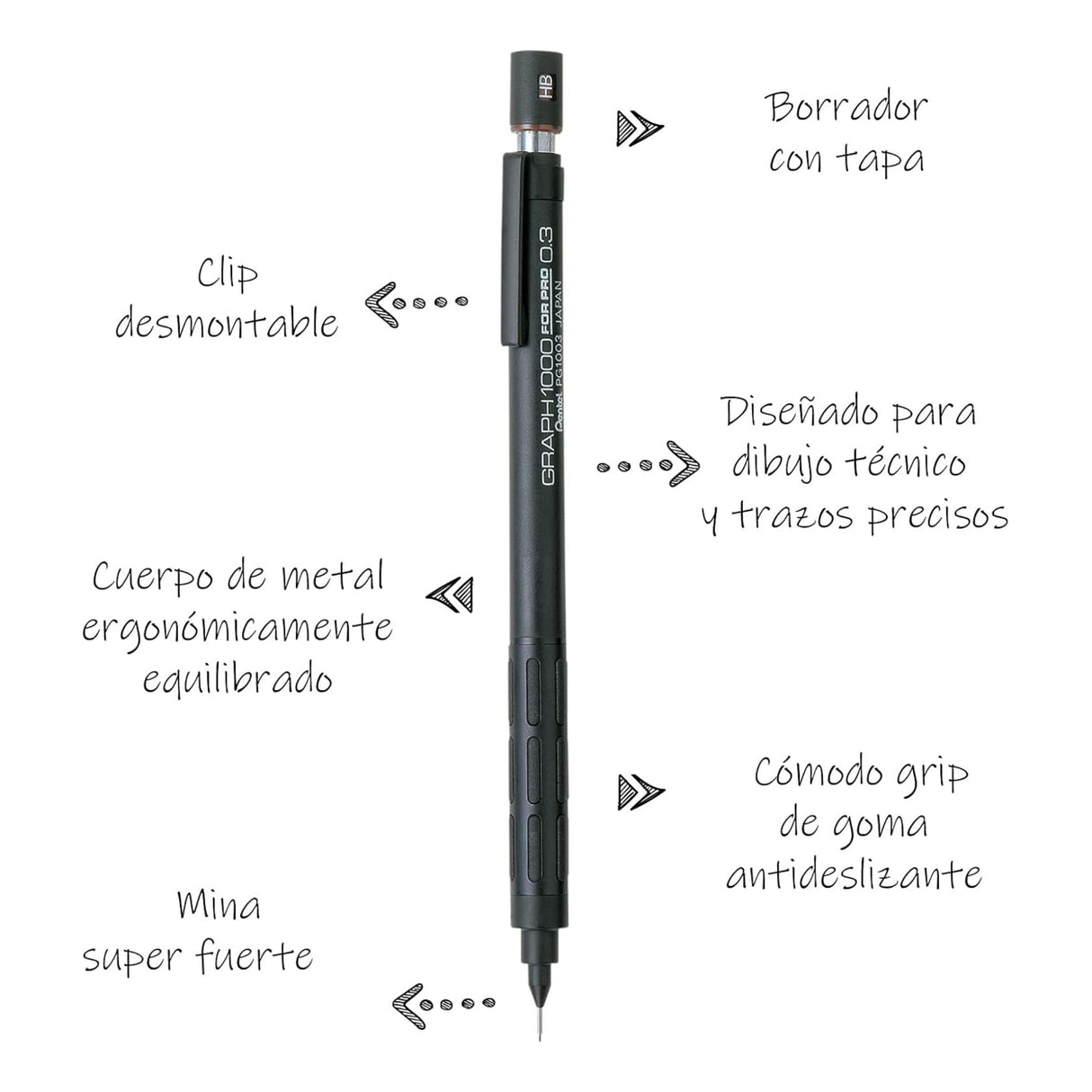 Pentel - Portaminas Graphgear 1000 for Pro