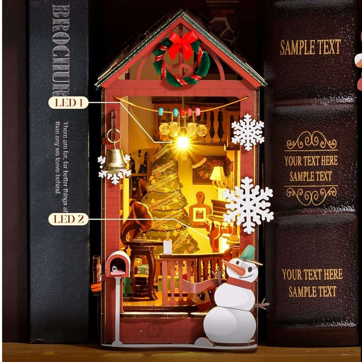 Rolife Booknook & Wonderland - Separador de Libros Christmas Indoor Scene