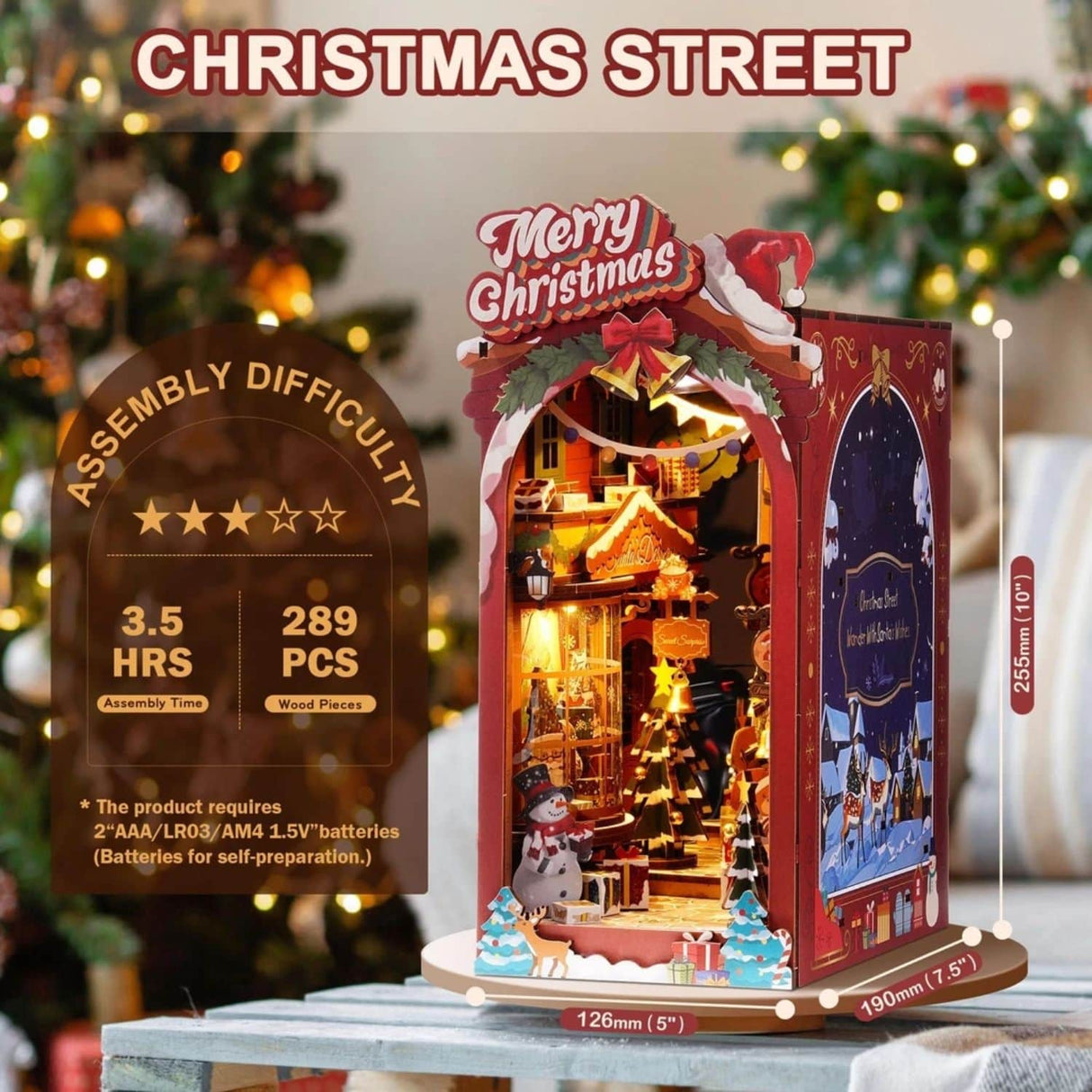 Rolife Booknook & Wonderland - Separador de Libros Christmas Street