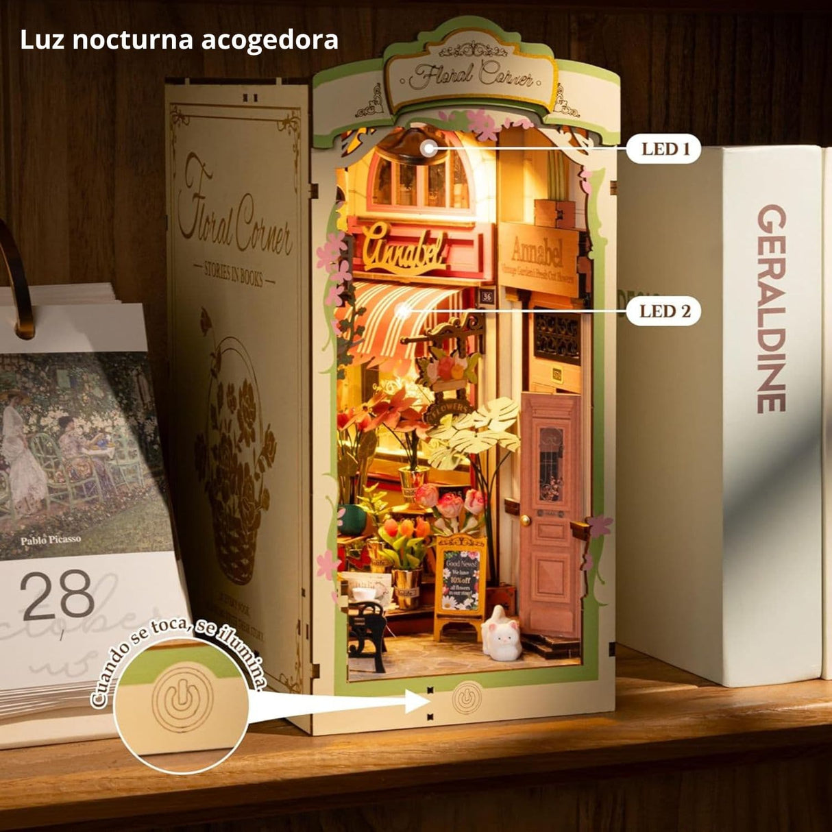 Rolife Booknook & Wonderland - Separador de Libros Floral Corner