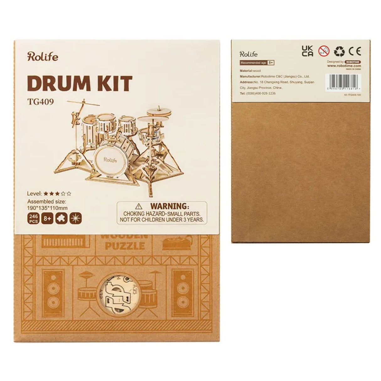 Rolife - Puzzle 3D Drum Kit Batería de Madera