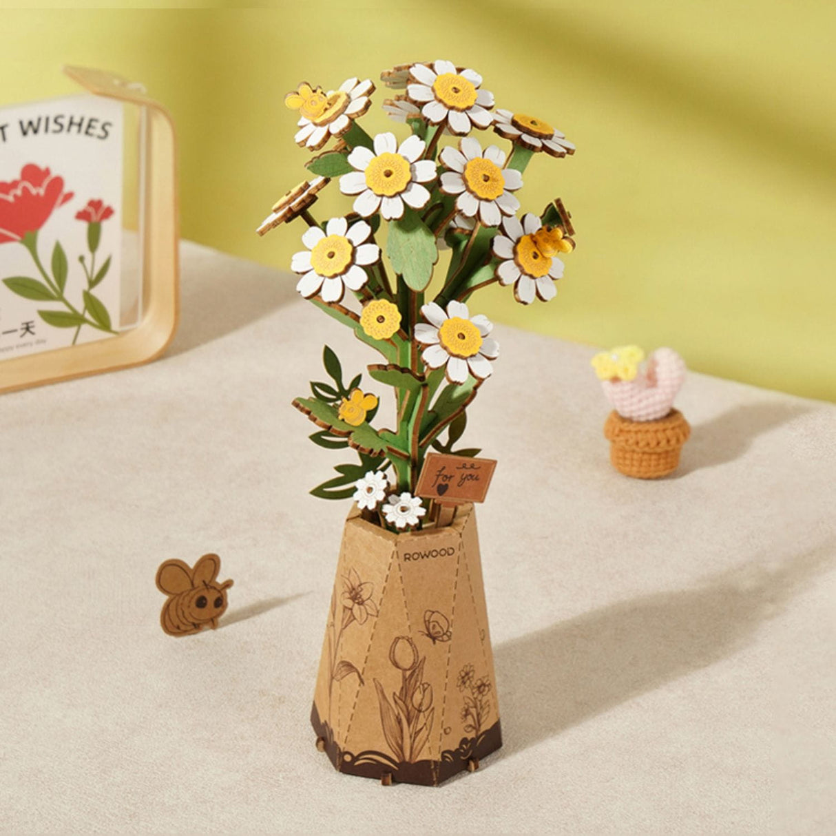 Rowood Wooden Bloom Craft - Miniatura Armable Flor Chamomile (Manzanilla)