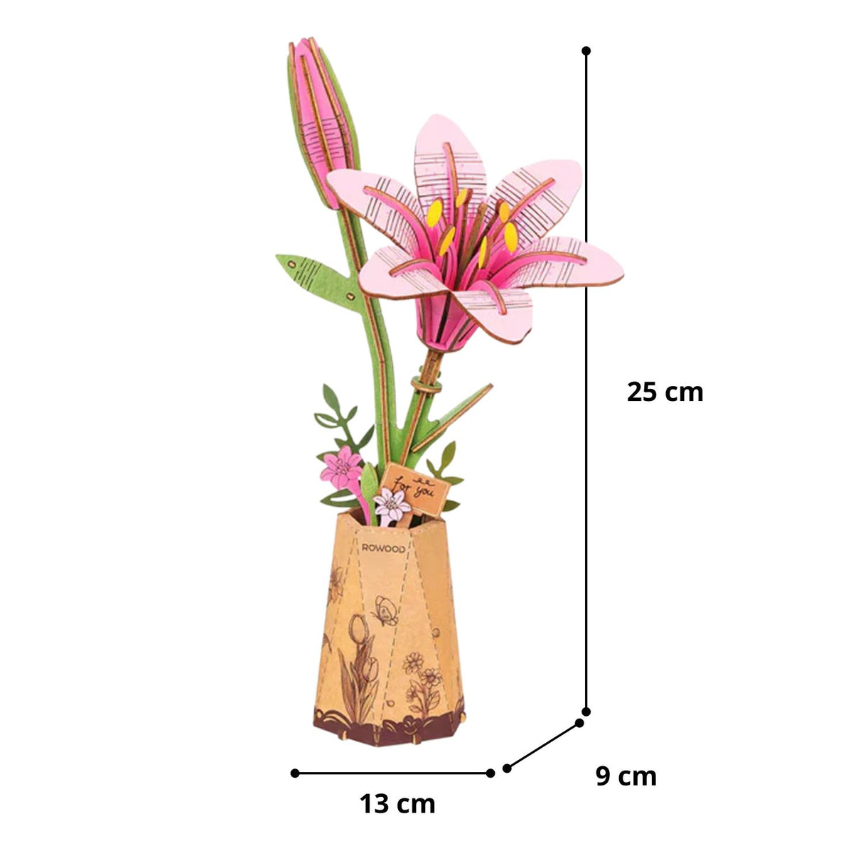 Rowood Wooden Bloom Craft - Miniatura Armable Flor Pink Lily (Lila Rosa)