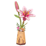 Rowood Wooden Bloom Craft - Miniatura Armable Flor Pink Lily (Lila Rosa)