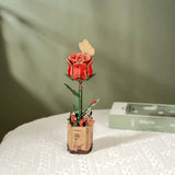 Rowood Wooden Bloom Craft - Miniatura Armable Flor Red Rose (Rosa Roja)