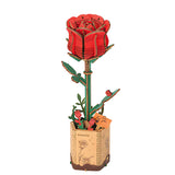 Rowood Wooden Bloom Craft - Miniatura Armable Flor Red Rose (Rosa Roja)