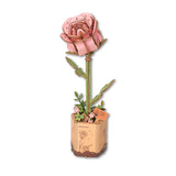 Rowood Wooden Bloom Craft - Miniatura Armable Flor Pink Rose (Rosa Rosada)