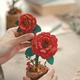 Rowood Wooden Bloom Craft - Miniatura Armable Flor Red Camellia (Camelia Roja)