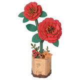 Rowood Wooden Bloom Craft - Miniatura Armable Flor Red Camellia (Camelia Roja)