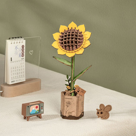 Rowood Wooden Bloom Craft - Miniatura Armable Flor Sunflower (Girasol)