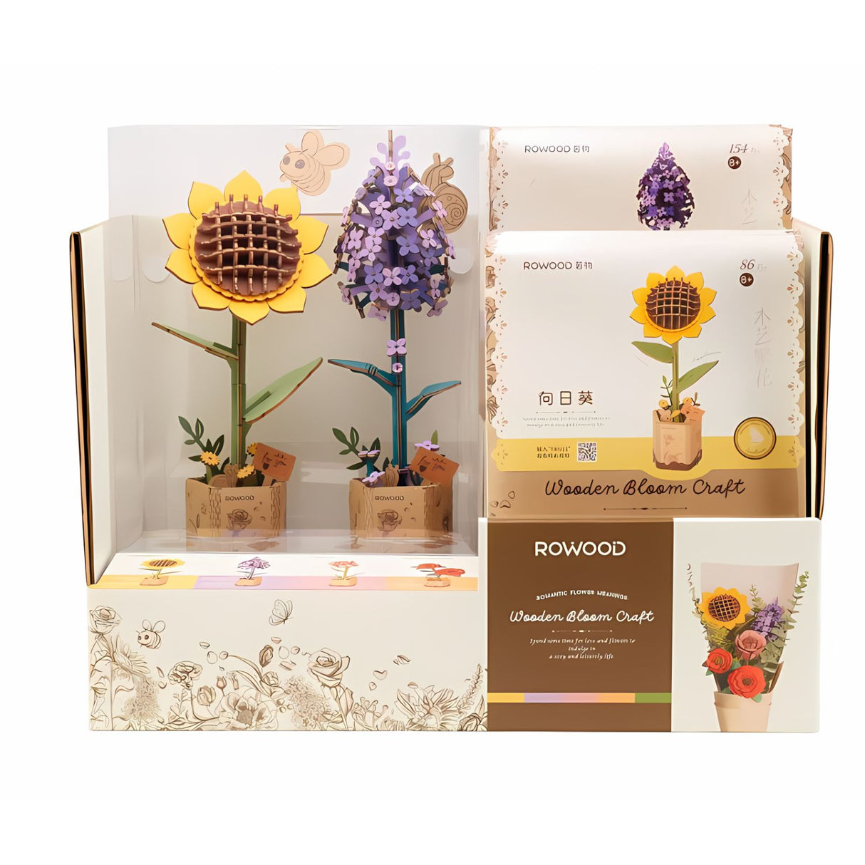 Rowood Wooden Bloom Craft - Miniatura Armable Flor Sunflower (Girasol)