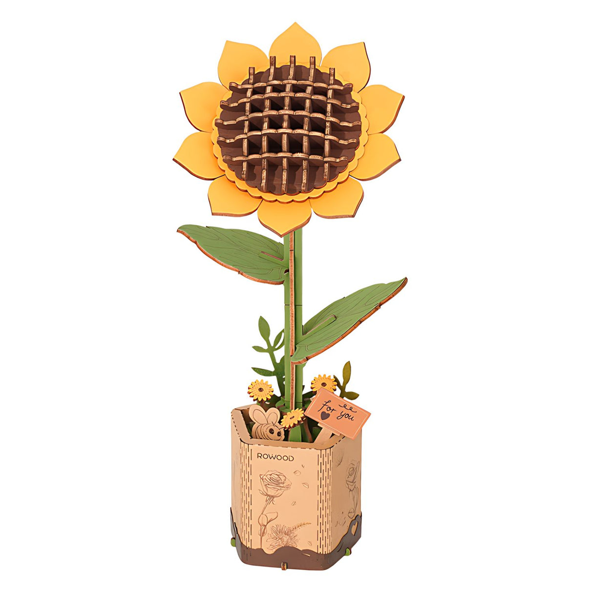 Rowood Wooden Bloom Craft - Miniatura Armable Flor Sunflower (Girasol)