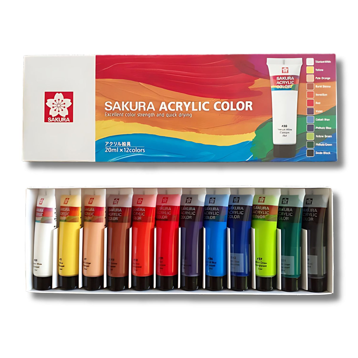 Sakura Acrylic Color - Set 12 Acrílicos en Tubos 20 ml