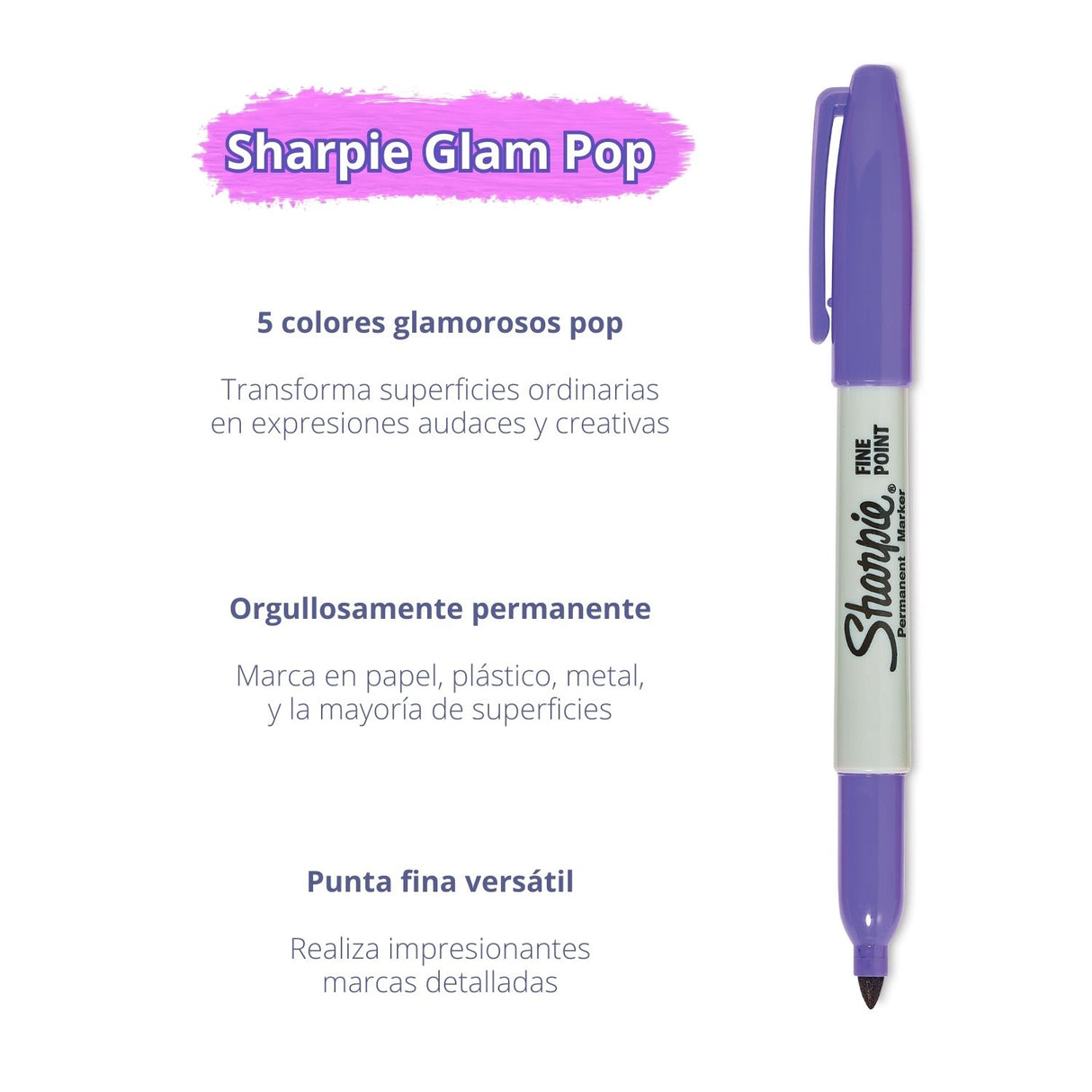 Sharpie - Set 12 Plumones Permanentes Punta Fina Glam