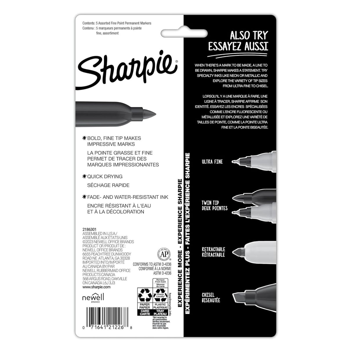 Sharpie - Set 5 Plumones Permanentes Punta Fina Glam