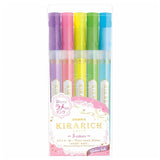 Zebra Sarasa Kirarich - Set 5 Destacadores Glitter